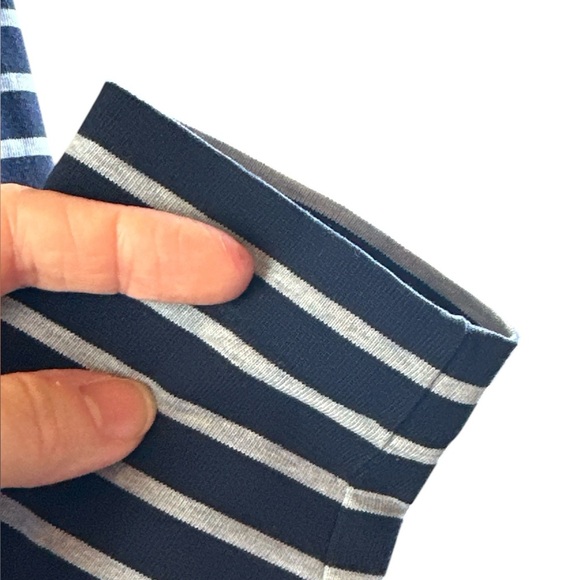 JCREW boat neck, long sleeve cotton, striped tone-on-tone navy medium weight top - Picture 5 of 8
